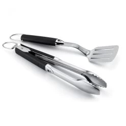 Weber Grillbesteck Kompakt, Edelstahl, Schwarz