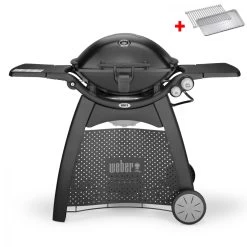 Weber Gasgrill Q 3200 Station, Blackline Mit Hitzeschild Und Bratenrost