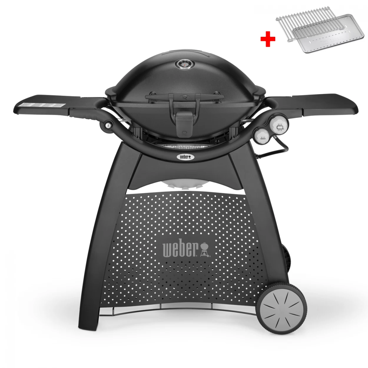Weber Gasgrill Q 3200 Station, Blackline Mit Hitzeschild Und Bratenrost